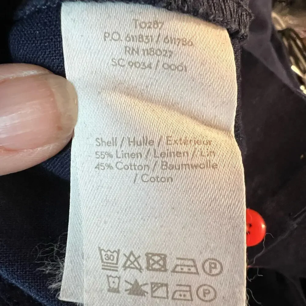 Boden St. Ives Hi-Rise Paperbag Pants Women's Sz 12L Navy Blue Ankle Linen Blend - Picture 9 of 9